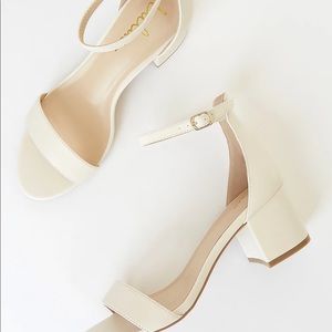 Lulus Harper Off White Ankle Strap Heels